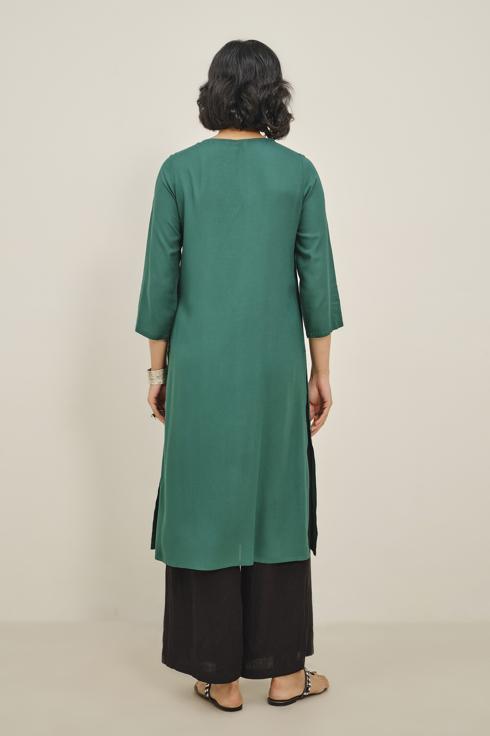 Teal Tohfa Embroidered Kurta, Teal, image 5